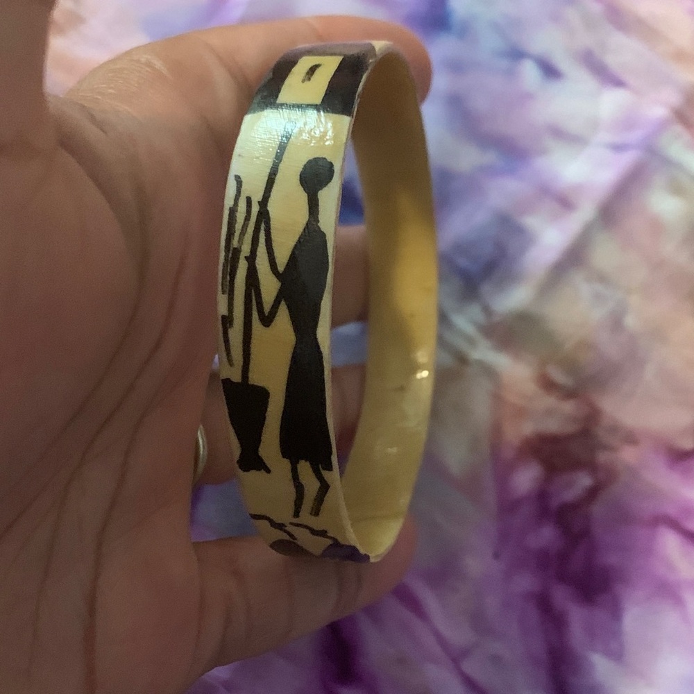 Vintage African Bone Bangle Bracelet